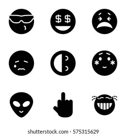 Emotions icon. Set of 9 Emotions filled icons