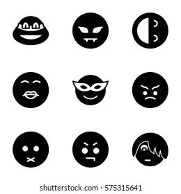 Emotions icon. Set of 9 Emotions filled icons