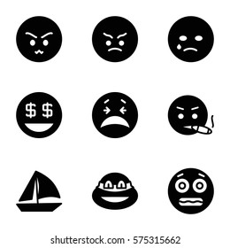 Emotions icon. Set of 9 Emotions filled icons