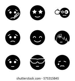 Emotions icon. Set of 9 Emotions filled icons such as