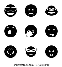 Emotions icon. Set of 9 Emotions filled icons