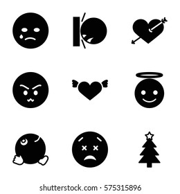 Emotions icon. Set of 9 Emotions filled icons