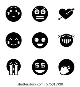 Emotions icon. Set of 9 Emotions filled icons