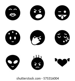 Emotions icon. Set of 9 Emotions filled icons