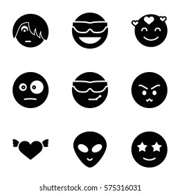 Emotions icon. Set of 9 Emotions filled icons