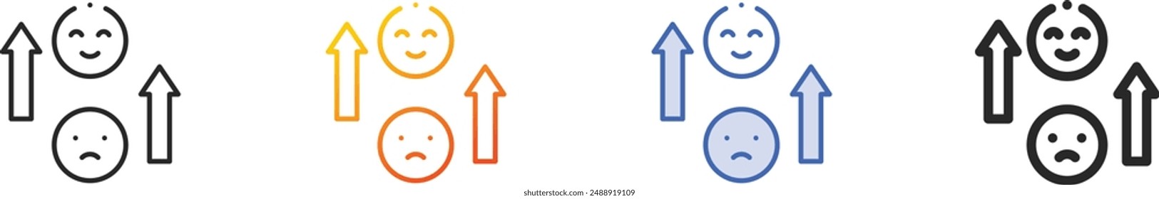 emotions icon.Thin Linear, Gradient, Blue Stroke and bold Style Design Isolated On White Background