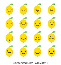 Emotions Lemon. Vector style smile icons. 