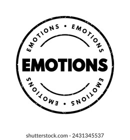 Emotions are physical and mental states brought on by neurophysiological changes, text concept stamp