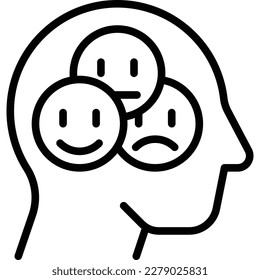 Emotions: positive and negative thinking in human head. Thin line icon. Mental health. Modern vector illustration.