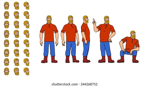 Emotions, postures and facial expressions men.