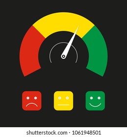 Emotions scale or gauge. Customer satisfaction meter. Client feedback. Vector illustration.