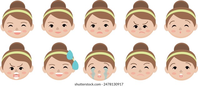 emotions of a schoolgirl vector isolated on a white background for design decoration stickers