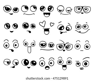 Emotions. Set Of Doodle Faces. Smile.