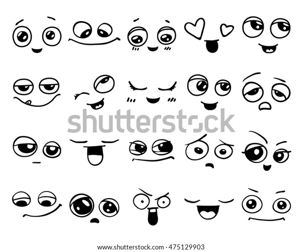 Emotions Set Doodle Faces Smile Stock Vector (Royalty Free) 475129903