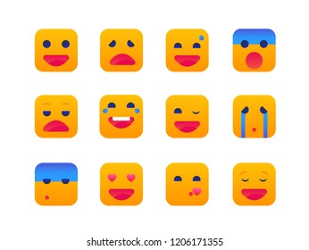 Emotions - set of flat design style icons