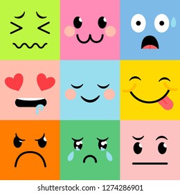 Emotions set on colorful background vector illustration flat desing