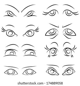 emotions. Set of several pairs of eyes. vector