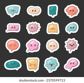 Las emociones hablan burbujas. Marcador adhesivo. Personajes de cómic. Dibujo de vectores. Colección de elementos de diseño.
