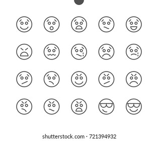 Emotions UI Pixel Perfect Well-crafted Vector Thin Line Icons 48x48 Ready for 24x24 Grid for Web Graphics and Apps with Editable Stroke. Simple Minimal Pictogram Part 3-5