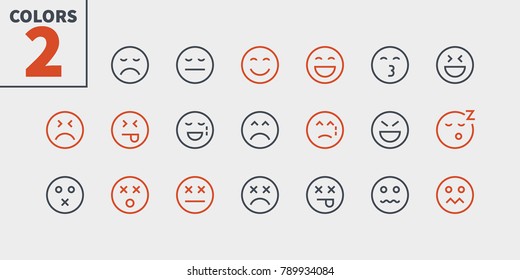 Emotions UI Pixel Perfect Well-crafted Vector Thin Line Icons 48x48 Ready for 24x24 Grid for Web Graphics and Apps with Editable Stroke. Simple Minimal Pictogram