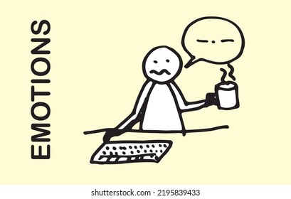 emotions upset graphic person sitting at the table