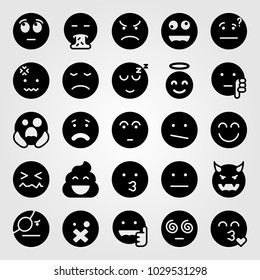 Emotions vector icon set. angel , devil, weird and dissapointment