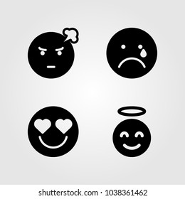 Emotions vector icon set. angel , valentines day, angry and in love