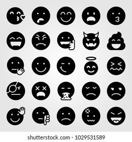 Emotions vector icon set. angry, dislike, grumpy and headache