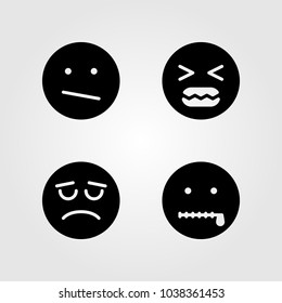 Emotions vector icon set. angry, sad, smile and weird