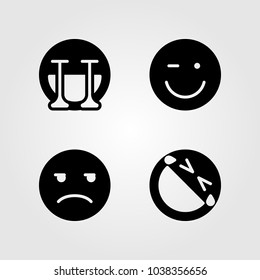 Emotions vector icon set. crying, unamused, wink and laughing