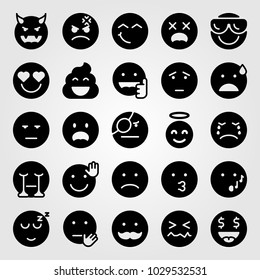 Emotions vector icon set. devil, wistle, sad and cool