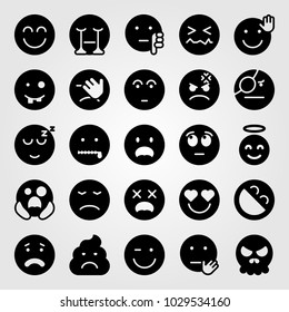 Emotions vector icon set. dislike, sleeping, wondering and valentines day