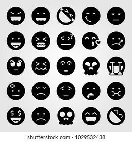 Emotions vector icon set. drool, laugh, valentines day and thinking