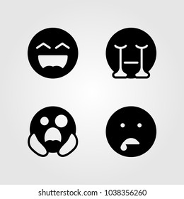 Emotions vector icon set. drool, laugh, crying and scared