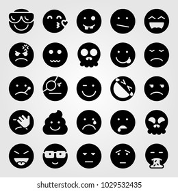 Emotions vector icon set. kiss, poo, bored and drool