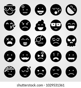 Emotions vector icon set. laugh, skull, sad and mustache