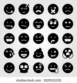 Emotions vector icon set. laugh, dissapointment, valentines day and secret