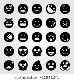 Emotions vector icon set. laugh, smile, angry and shocked