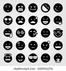 Emotions vector icon set. like, scared, weird and angry