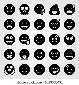 Emotions vector icon set. like, kiss, wink and scared