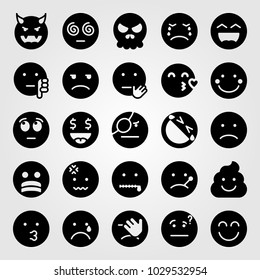 Emotions vector icon set. money smile, laughing, shy and stress