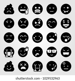 Emotions vector icon set. money smile, wistle, headache and nervous