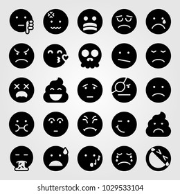 Emotions vector icon set. nervous, crying, stress and angry