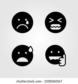 Emotions vector icon set. nervous, angry, crying and like