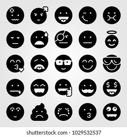 Emotions vector icon set. pirate, crazy, mustache and headache