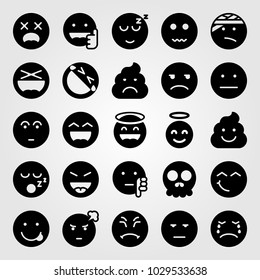 Emotions vector icon set. poo, grumpy, laugh and shocked