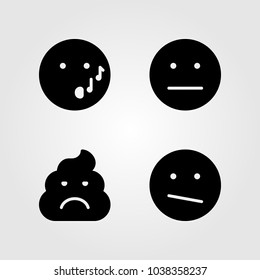 Emotions vector icon set. poo, wistle, smile and weird