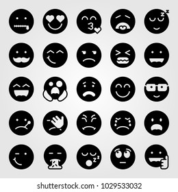 Emotions vector icon set. puking, shocked, smile and laugh
