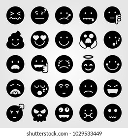 Emotions vector icon set. sad, scared, smile and nervous