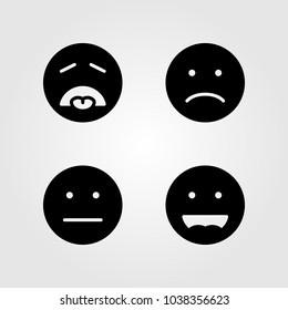 Emotions vector icon set. sad, laugh, disgusted and smile
